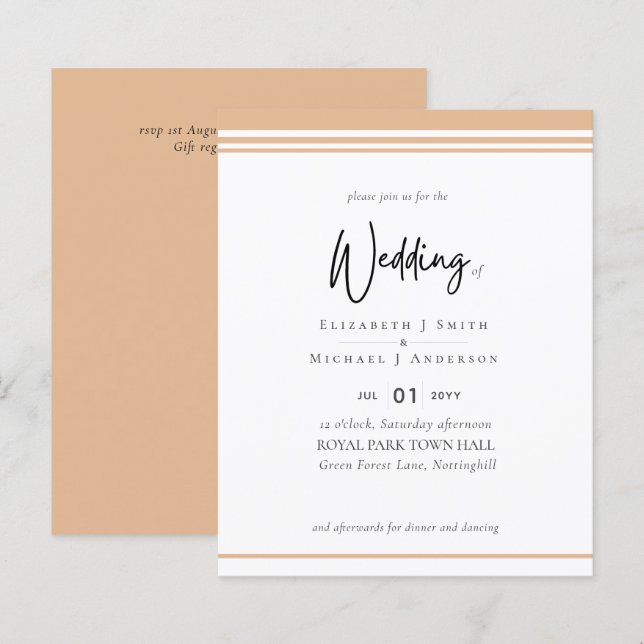 Lámina Sencilla elegancia Coral Peach Moderno Boda de Pre (Anverso / Reverso)