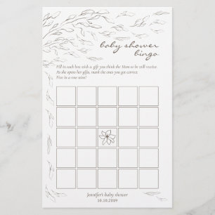 Lámina Sencilla idea de juego de bingo para baby shower