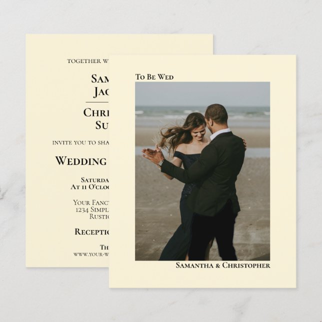 Lámina Sencilla invitación a Boda con presupuesto de marf (Anverso / Reverso)