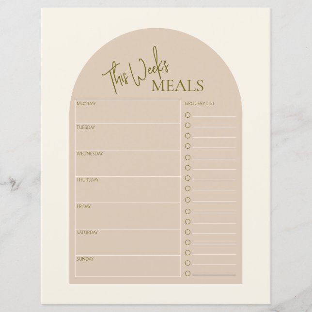 Lámina Sencillo Arco Mínimo Texto Semanal Planner De Comi (Anverso)