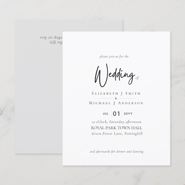 Lámina Sencillo guión de elegancia Boda de presupuesto mo (Anverso / Reverso)