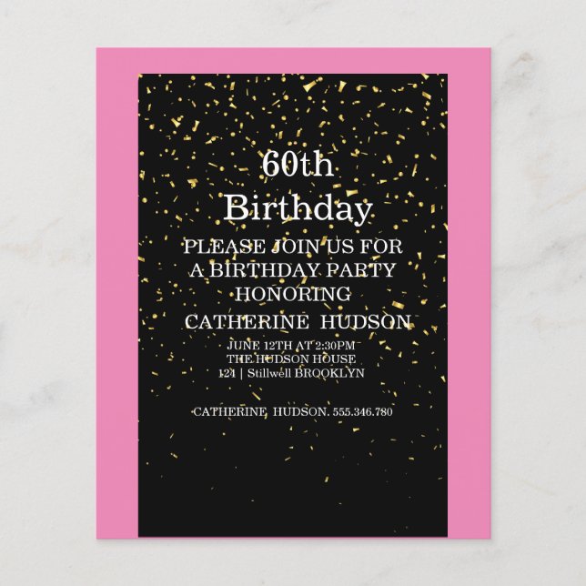 Lámina Sencillo oro Negro cumpleaños 60 (Anverso)