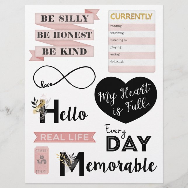 Lámina "Sencillos placeres" Word Art Set 02 (Anverso)