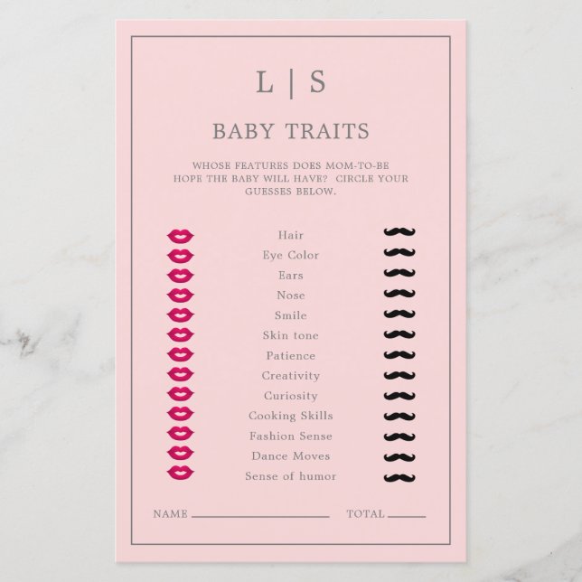 Lámina Sencillos rasgos rosados para bebé juego de Baby S (Anverso)