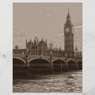 Lámina Sepia Big Ben Tower Palace de Westminster