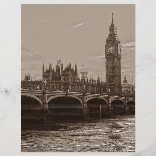 Lámina Sepia Big Ben Tower Palace de Westminster (Anverso)
