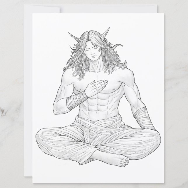 Lámina Serene Elf Warrior | Fantasy Anime Character Art (Anverso)