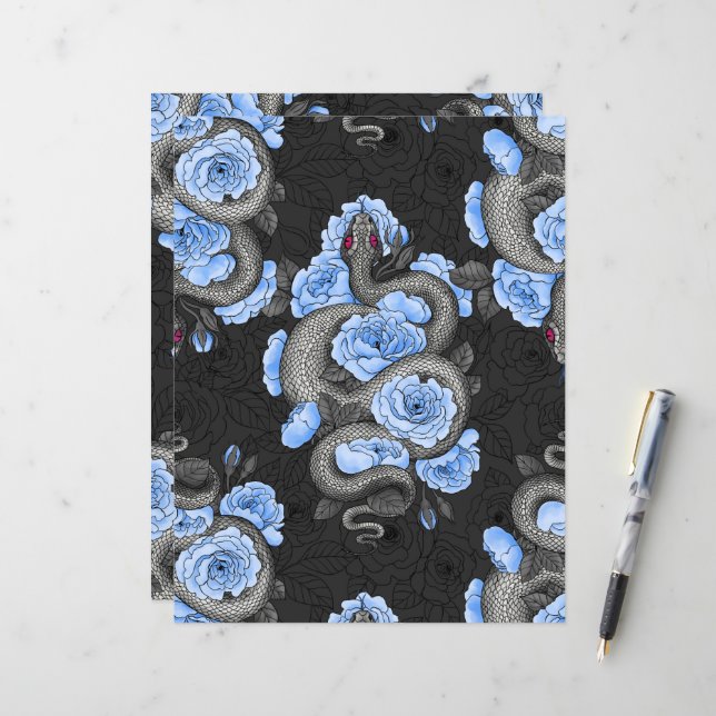 Lámina Serpientes y rosas azules (Anverso/Reverso In Situ)