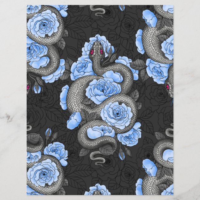 Lámina Serpientes y rosas azules (Anverso)