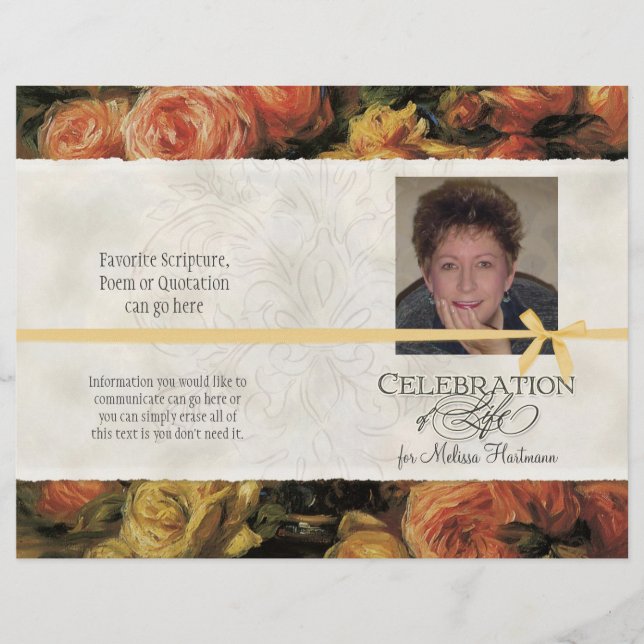 Lámina Servicio de memoria Impresionante Coral Yellow Ros (Anverso)