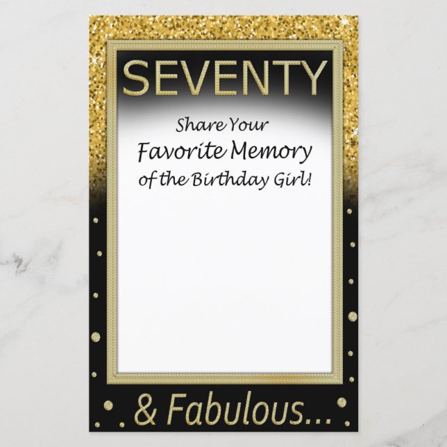 Lámina Setenta recuerdos favoritos del Chica de cumpleaño (Anverso)