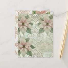 Lámina Shabby Chic Poinsettia y papel de cuadernillo