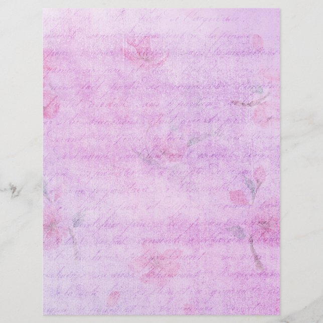 Lámina Shabby floral rosa Chic Scrapbook Ephemera (Anverso)