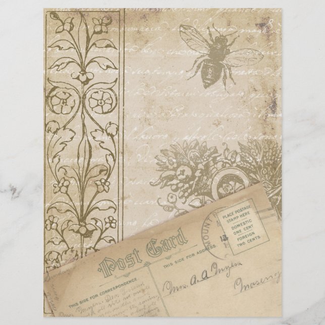 Lámina Shabby Old Paper Scrapbook Ephemera (Anverso)