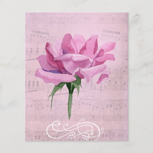Lámina Shabby Pink Rose & Music Scrapbook Ephemera (Anverso)