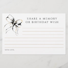 Lámina Share a Memory or Birthday Wish Black Bow Card