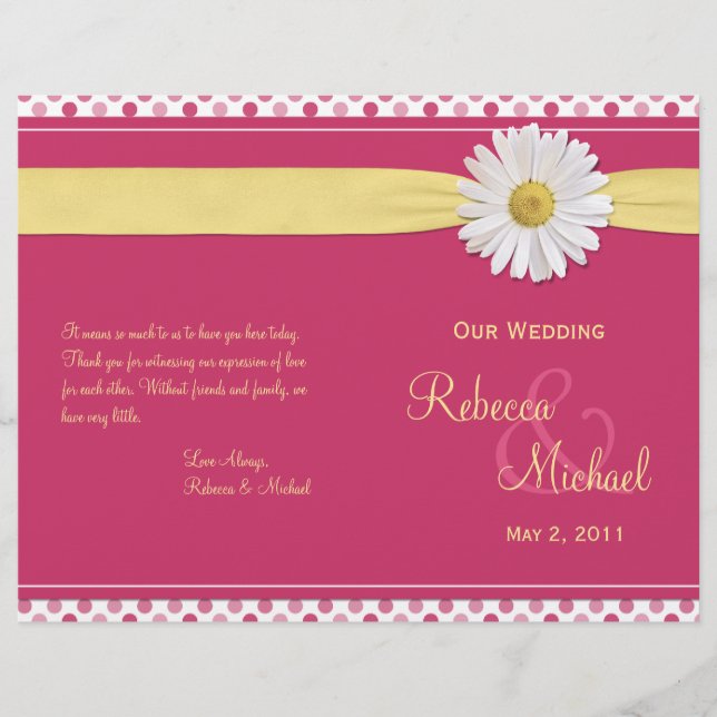 Lámina Shasta Daisy Polka Dot Wedding Program (Anverso)