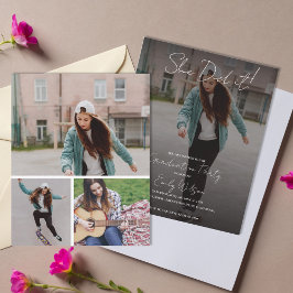 Lámina She Did It Graduation Multi Photo Party Invitation