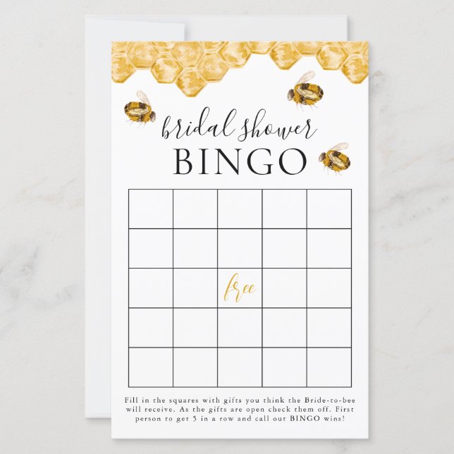 Lámina She Found Her Honey Bridal Shower Bingo Game Card (Anverso)