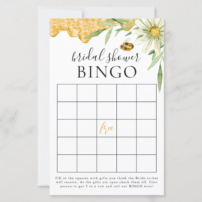 Lámina She Found Her Honey Bridal Shower Bingo Game Card (Anverso)