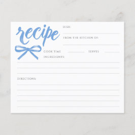 Lámina She's Tying the Knot Blue Bow Bridal Recipe Card