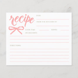 Lámina She's Tying the Knot Pink Bow Bridal Recipe Card