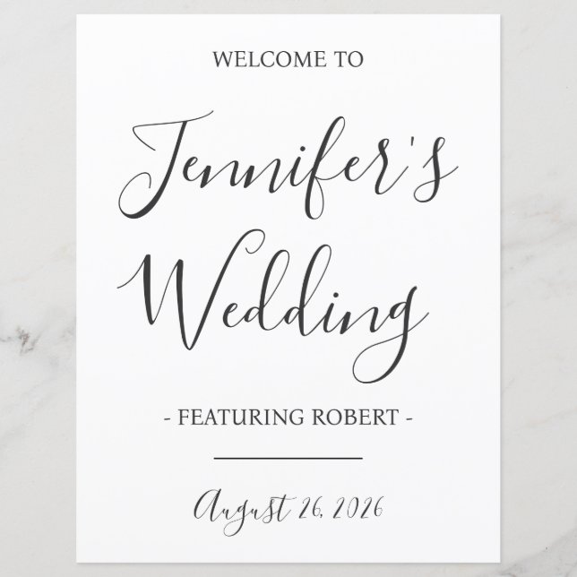 Lámina Signo de bienvenida de la recepción de boda divert (Anverso)