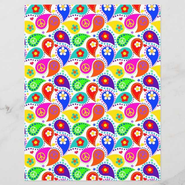 Lámina Signo de paz Paisley | Papel de Moda hippie (Anverso)