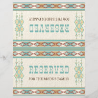 Signo de tabla de bodas tribales boho del sudoeste