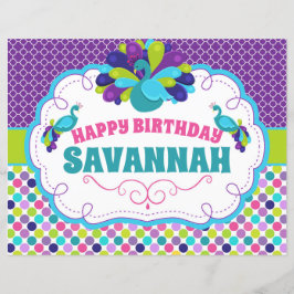 Lámina Signo del Fiesta de pavo real feliz cumpleaños