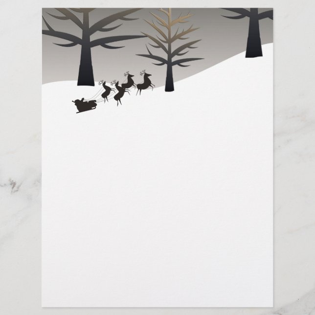 Lámina Sihouette de Sleigh y Tree (Anverso)