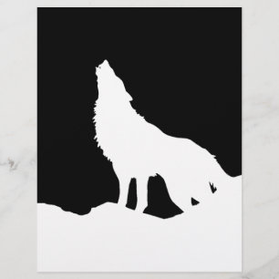 Lámina Silhouette de Lobo de Arte Pop Blanco y Negro