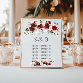 Lámina Sillas de mesa de peonías de color rosa burgundy i