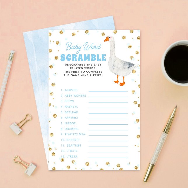Lámina Silly Goose Baby Shower Word Scramble Game (Subido por el creador)
