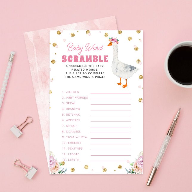 Lámina Silly Goose Baby Shower Word Scramble Game (Subido por el creador)