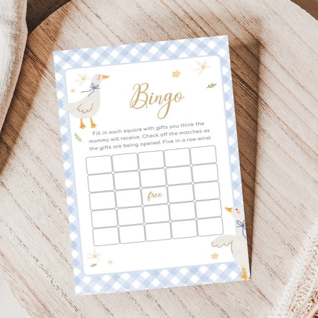Lámina Silly Goose Gingham Baby Shower Bingo Game (Silly Goose Baby Shower Game)