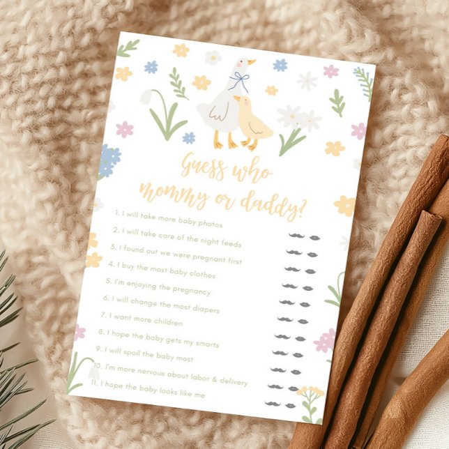 Lámina Silly Goose Gingham Baby Shower Guess Who Game (Silly Goose Baby Shower Game)