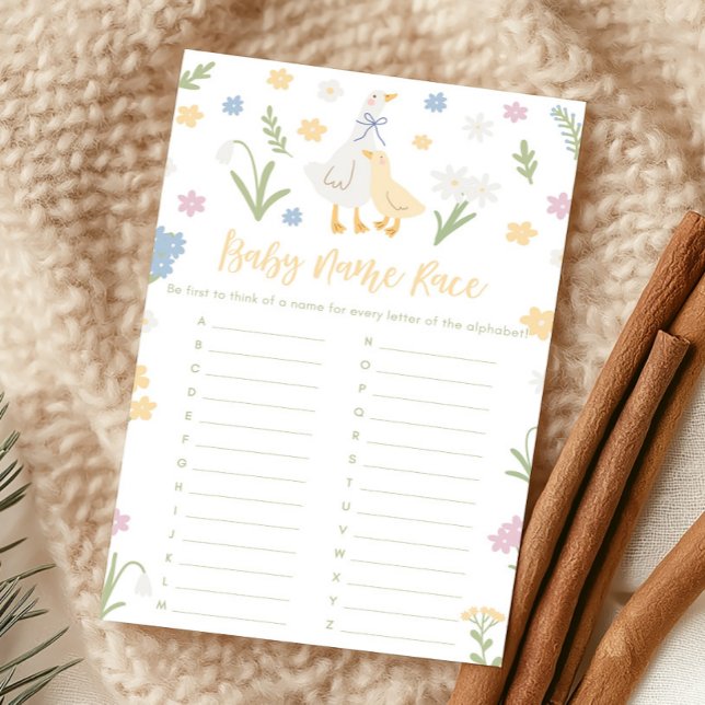 Lámina Silly Goose Gingham Baby Shower Name Race Game (Silly Goose Baby Shower Game)