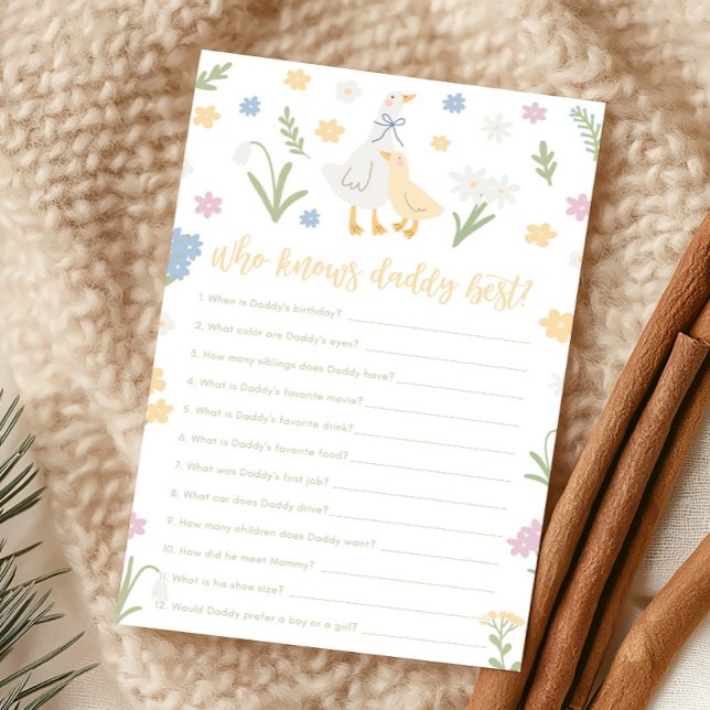 Lámina Silly Goose Gingham Baby Shower Who Knows Game (Silly Goose Baby Shower Game)