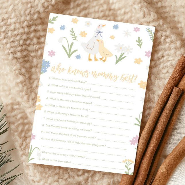 Lámina Silly Goose Gingham Baby Shower Who Knows Game (Silly Goose Baby Shower Game)