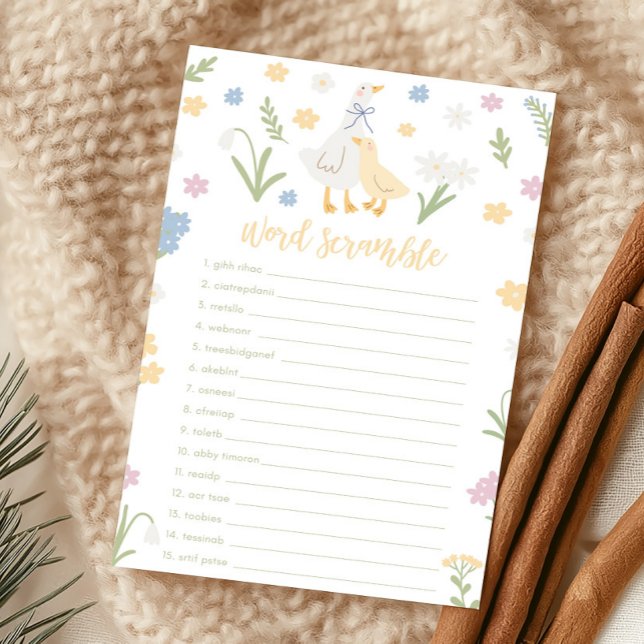 Lámina Silly Goose Gingham Baby Shower Word Scramble Game (Silly Goose Baby Shower Game)