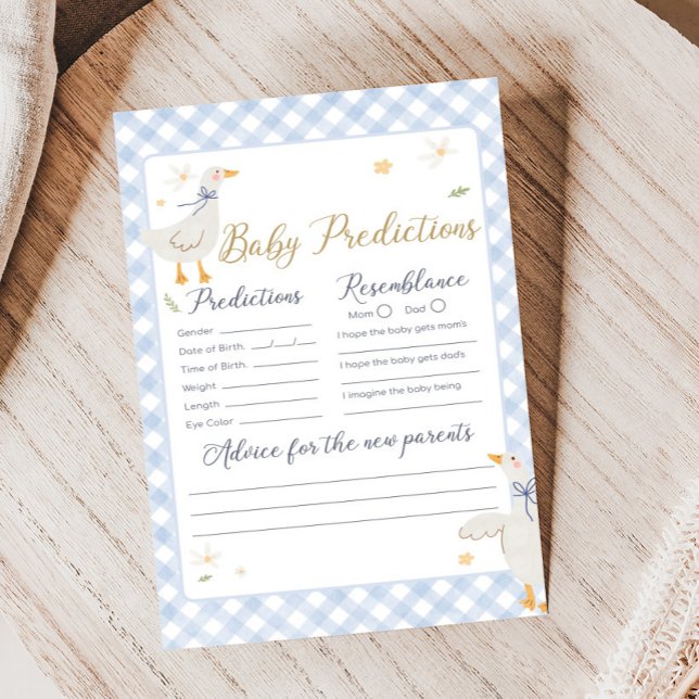 Lámina Silly Goose Gingham Shower Baby Predictions Game (Silly Goose Baby Shower Game)