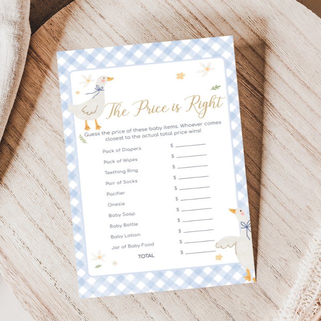 Lámina Silly Goose Gingham Shower Price is Right Game (Silly Goose Baby Shower Game)