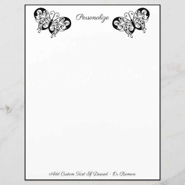 Lámina Silueta elegante de mariposa blanca negra (Anverso)