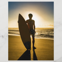 Lámina Silueta surfista al amanecer