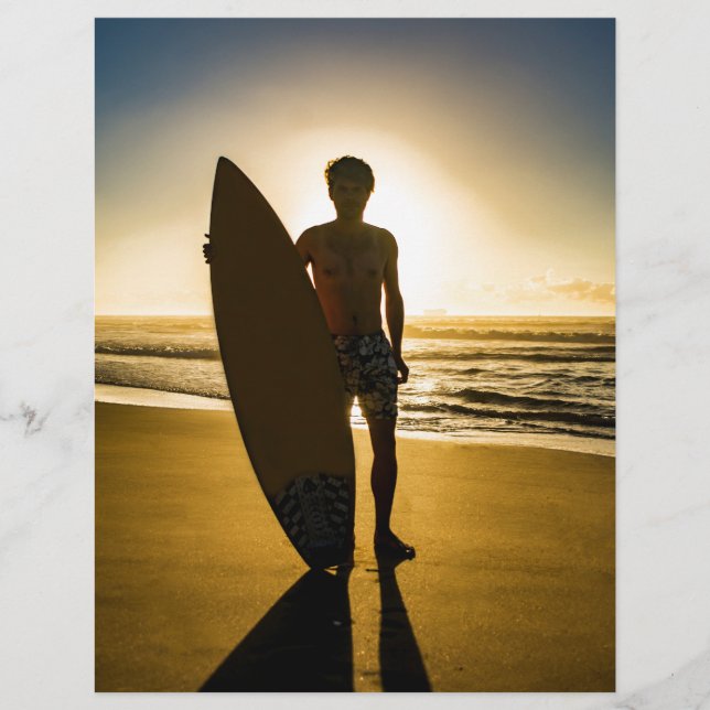 Lámina Silueta surfista al amanecer (Anverso)