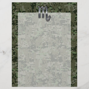 Lámina Silver Scorpio Zodiac Rótulo Woodland Camo Digital