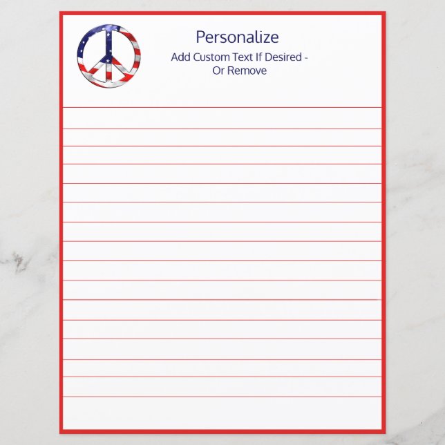 Lámina Símbolo de la bandera estadounidense de la paz per (Anverso)