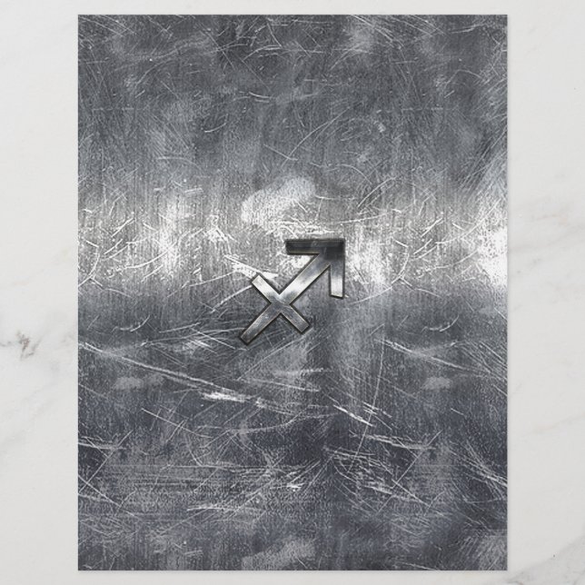 Lámina Símbolo de Sagitario estilo acero con aspecto desg (Anverso)