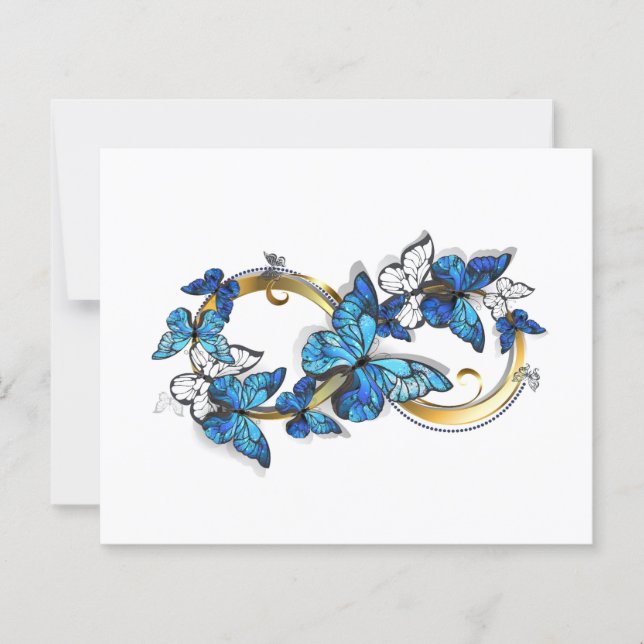 Lámina Símbolo infinito de mariposas Morpho azules (Anverso)